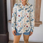 Denim Ethnic Street Printing Slim Fit Women's Shirt