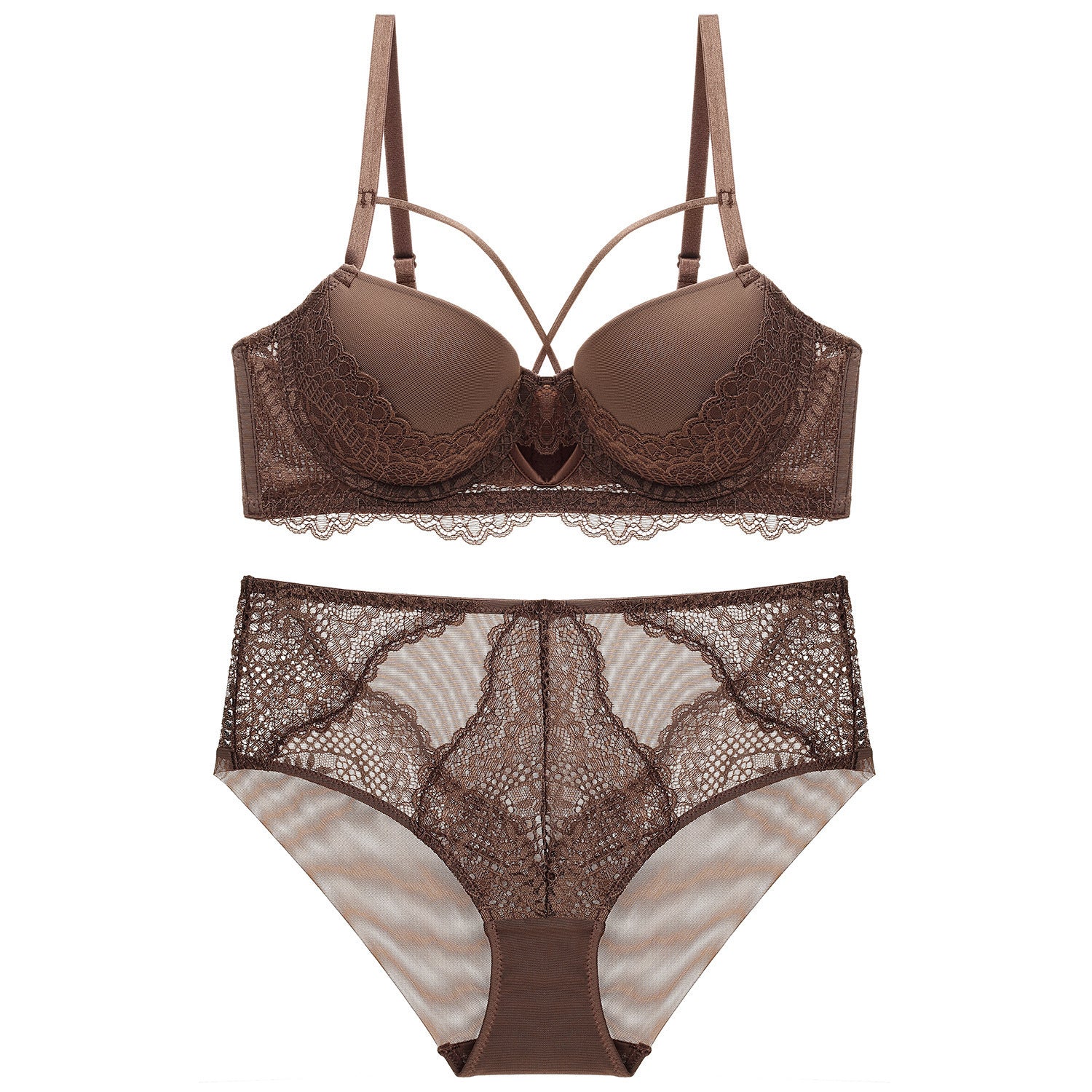 French Lace Splicing Hollow-out Sexy Bra Suit