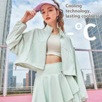 Stand Collar Pocket Cool UV-proof Women's Outdoor Sports Fitness Jacket Loose Breathable Casual Top