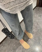 Ladies' High Waisted Straight Leg Loose Jeans