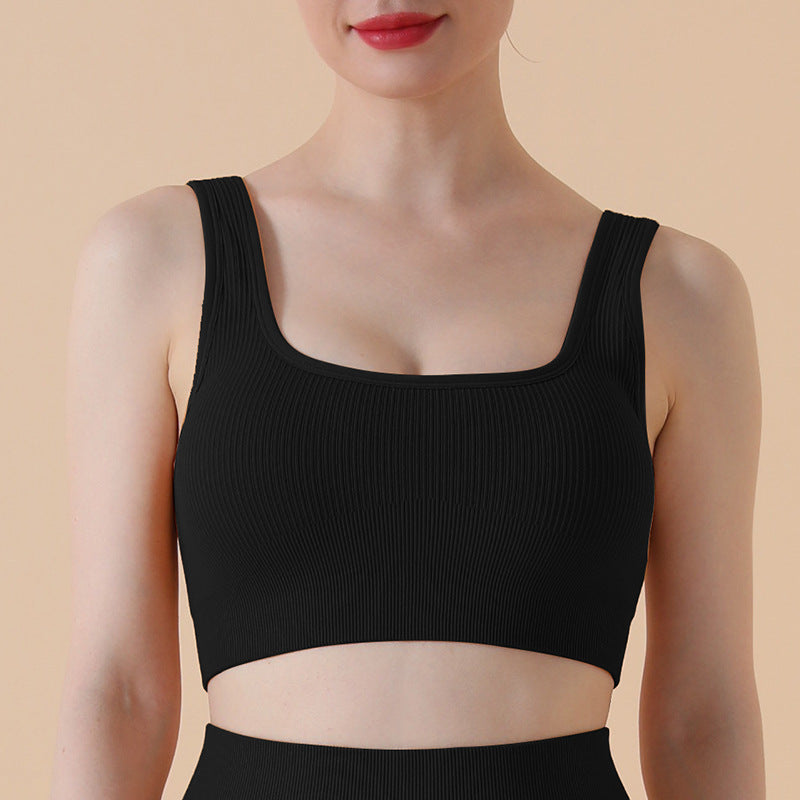 Striped Solid Color Quick-drying Gym Suit Sports Bra