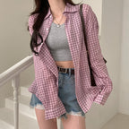 Women's Casual Loose Classic Plaid Fashion Shirt