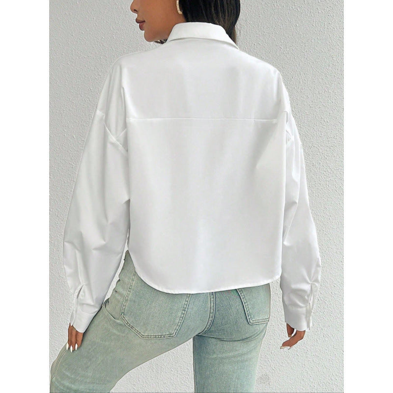 Fashion Solid Color Loose-fitting Women's Shirt Top